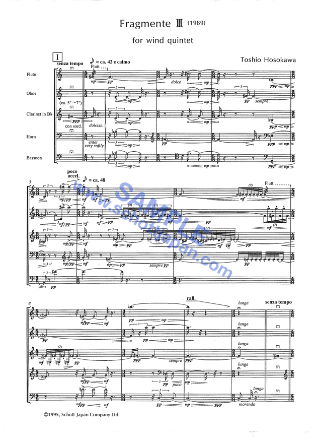 断章 III／細川俊夫／SJ 1094 ショット・ミュージック オンラインショップ