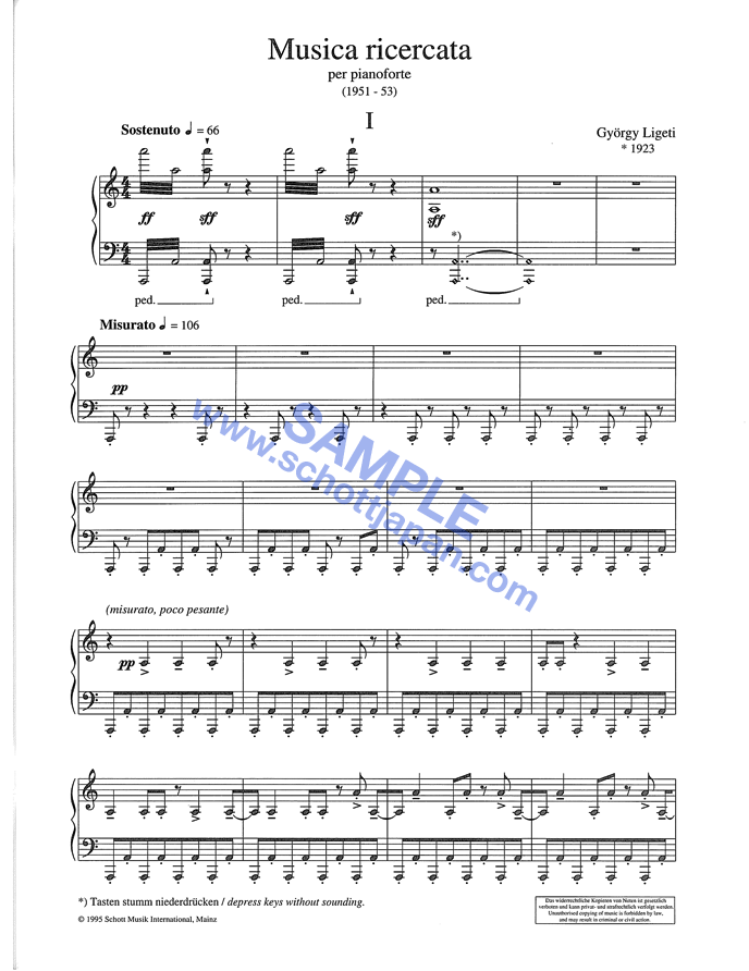 ムジカ・リチェルカータ/リゲティ/SW 1066 – ショット・ミュージック ムジカ・リチェルカータ/リゲティ/SW 1066 – ショット・ミュージック