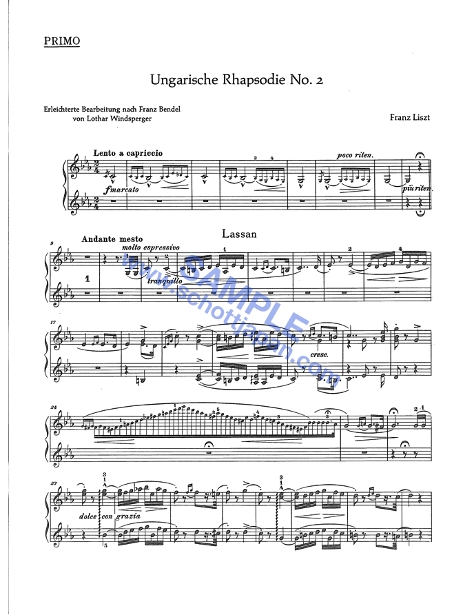 ハンガリー狂詩曲 第2番（ピアノ連弾）／リスト／SW 1073