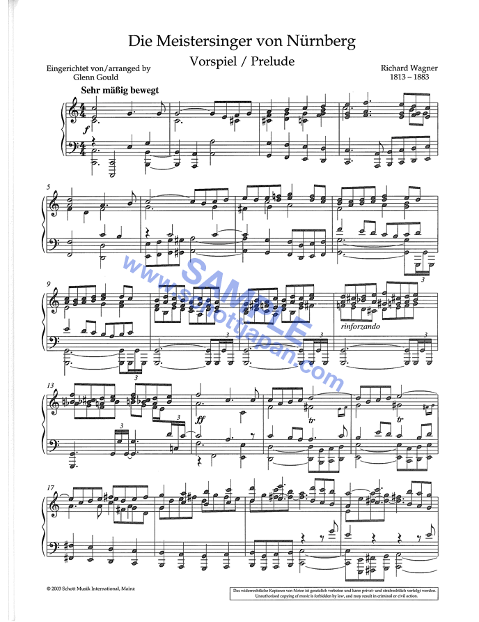 「ニュルンベルクのマイスタージンガー」より《前奏曲》｜ワーグナー／グレン・グールド｜SW 1119