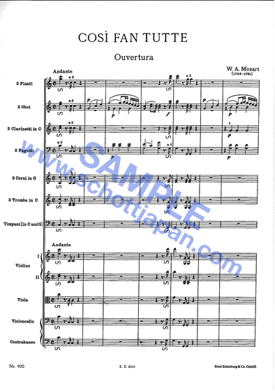 コジ・ファン・トゥッテ K.588/W・A・モーツァルト/SW 2047 コジ・ファン・トゥッテ K.588/W・A・モーツァルト/SW 2047