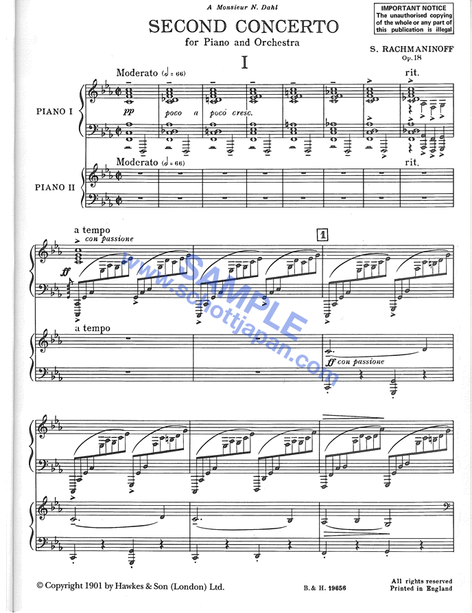 ピアノ協奏曲 第2番 作品18（2台ピアノ）／ラフマニノフ／SW 3042