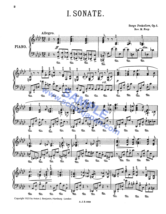 ピアノ・ソナタ 第1番 ヘ短調 作品1／プロコフィエフ／SW 3084 – ショット・ミュージック オンラインショップ